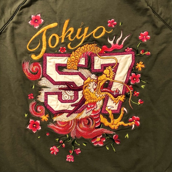 Lucky Brand Hoodie Embroidered Zip Sweatshirt Dragon Design Vintage Artwear  XL - Picture 10 of 12